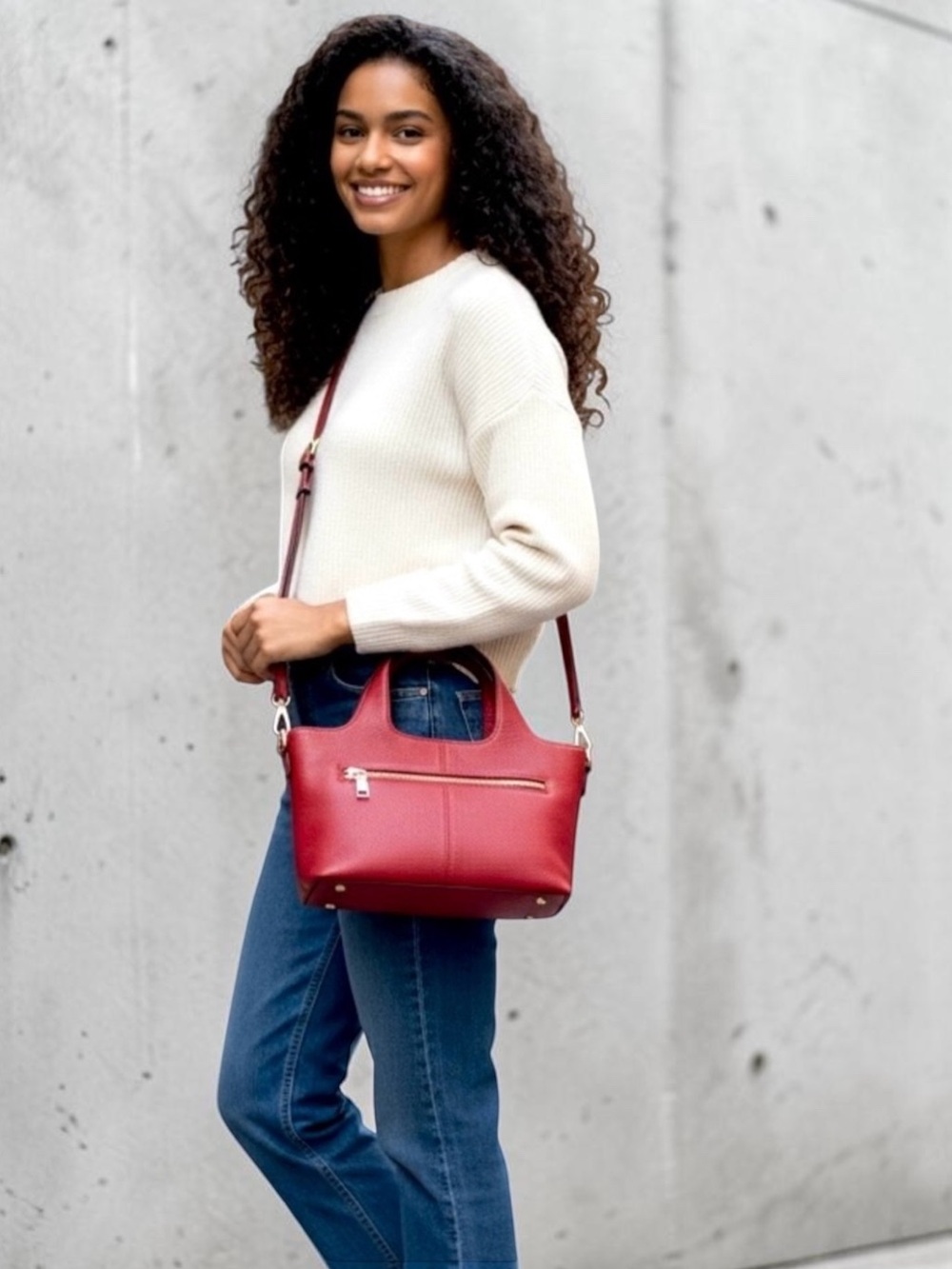 NEW Kattee Cowhide Wine Leather Crossbody Bag